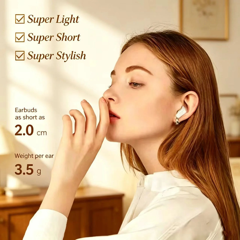 OWS Clip On Wireless Earbuds Ultra Light 13MM Driver Low Latency IPX4 Touch Sports Bluetooth Headset