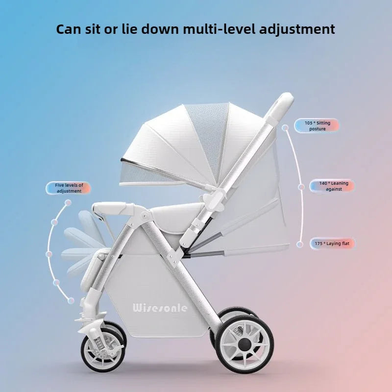 Lightweight baby stroller, high landscape stroller,can sit or lie down in both directions,suitable for babies aged 0-5 years old