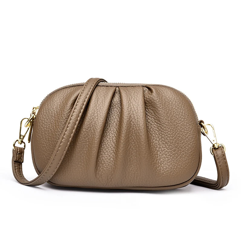 Women's New Style Pleated Crossbody Bag Three Layer Zipper Large Capacity Fashionable Versatile Casual Premium Top Shoulder Bag