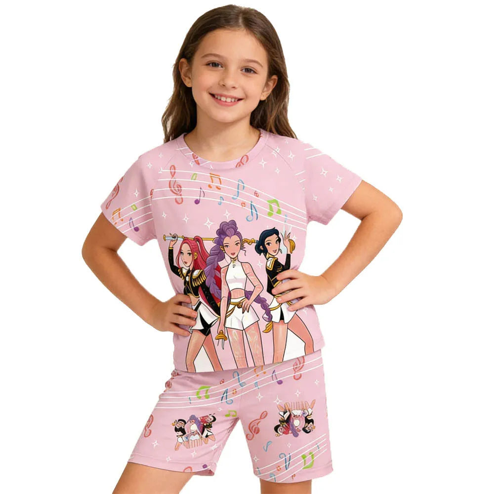 Children's Pajama Set, Short Sleeve, Girls' Clothing, 2-Piece Set, Children's Pajamas, Cute Boys' Pajamas, Ages 3-12