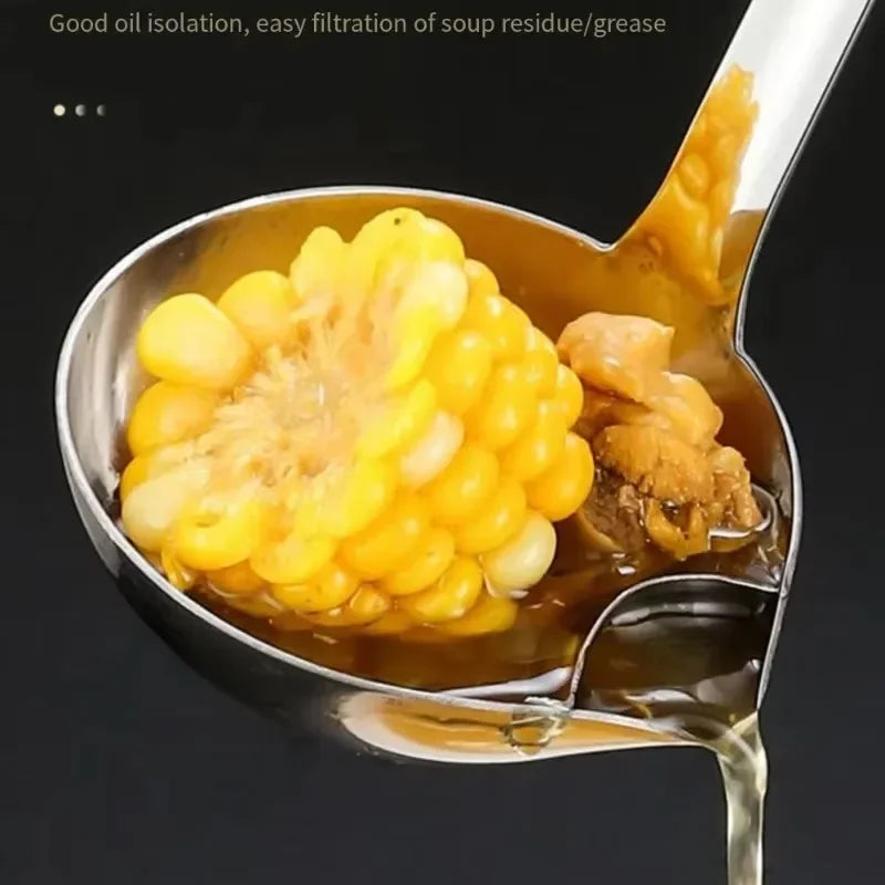 Stainless Steel Oil Separating Spoon Soup Colander Kitchen Gravy Oil Soup Fat Separator Yogurt Oil Skimmer Spoon Kitchen Gadgets