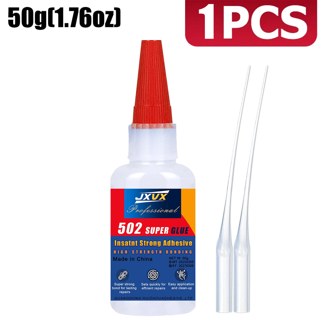 JXVX 50g 4pcs 502 Instant Strong Adhesive Super Liquid  Cyanoacrylate Universal Instant Glue for Resin Ceramic Metal Glass Fast Dry Glue,waterproof super glue extra strong.