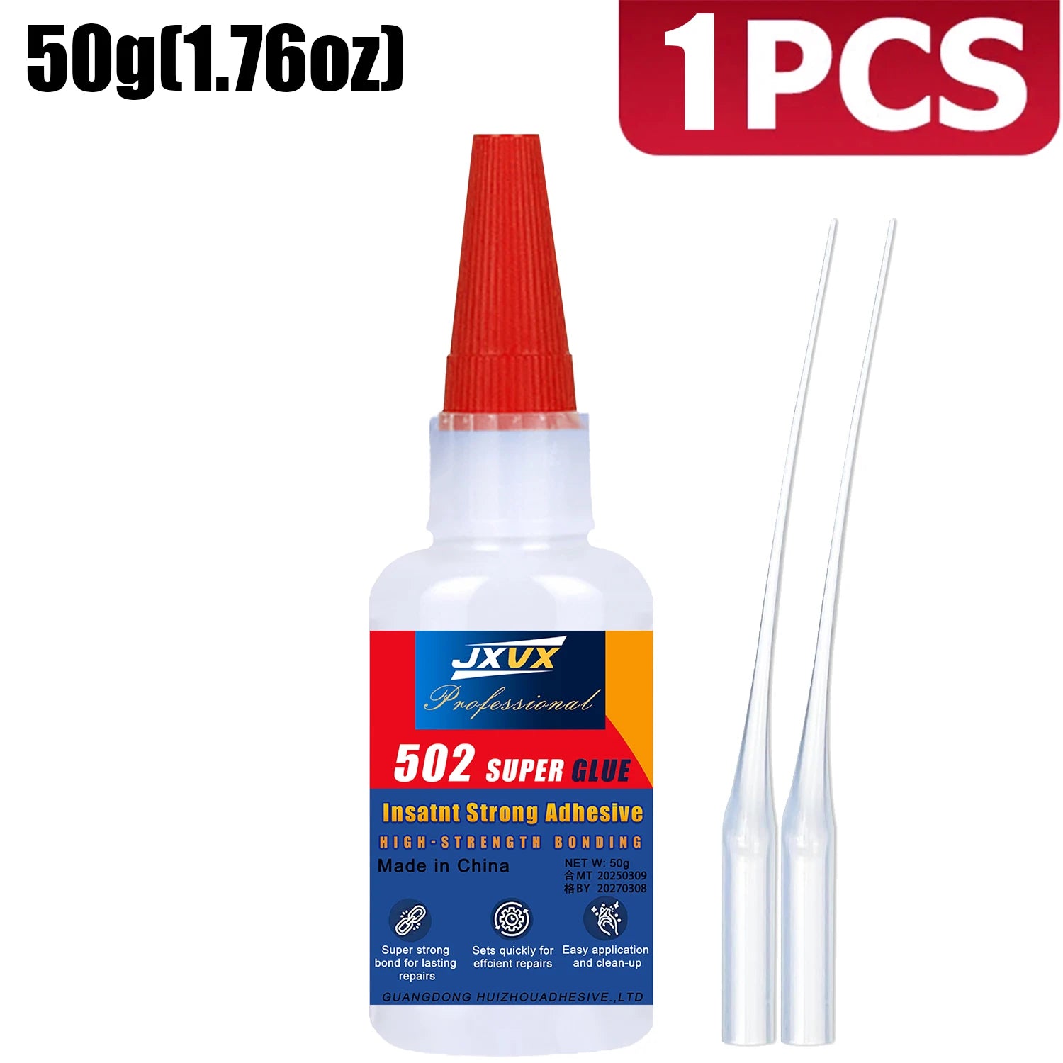 JXVX 50g 4pcs 502 Instant Strong Adhesive Super Liquid  Cyanoacrylate Universal Instant Glue for Resin Ceramic Metal Glass Fast Dry Glue,waterproof super glue extra strong.