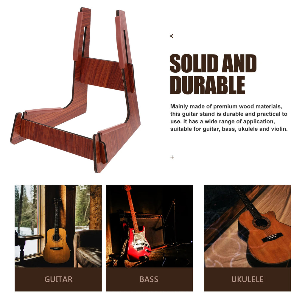 Portable Ukulele Stand Guitar Support Floor Rack Detachable Wooden Violin Holder Display Electric Bass Hanger For Home Shop