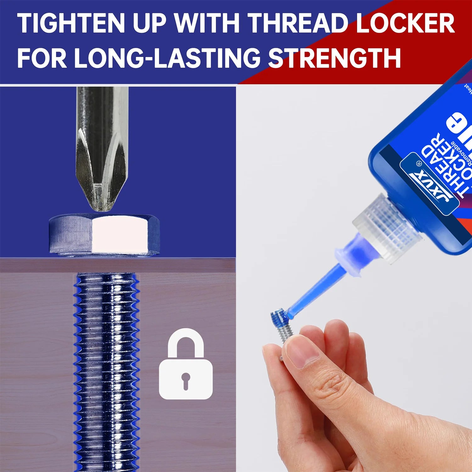 50ml Thread Locking Agent, Medium Strength Blue Anaerobic Adhesive for Fixing Screws and Nuts, Anti-Loosening, Anti-Corrosion, Oil Resistant, Blue Loctite