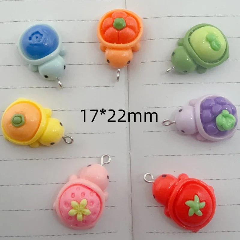 10pcs resin creative fruit turtle animal jewelry pendant DIY earrings keychain accessories