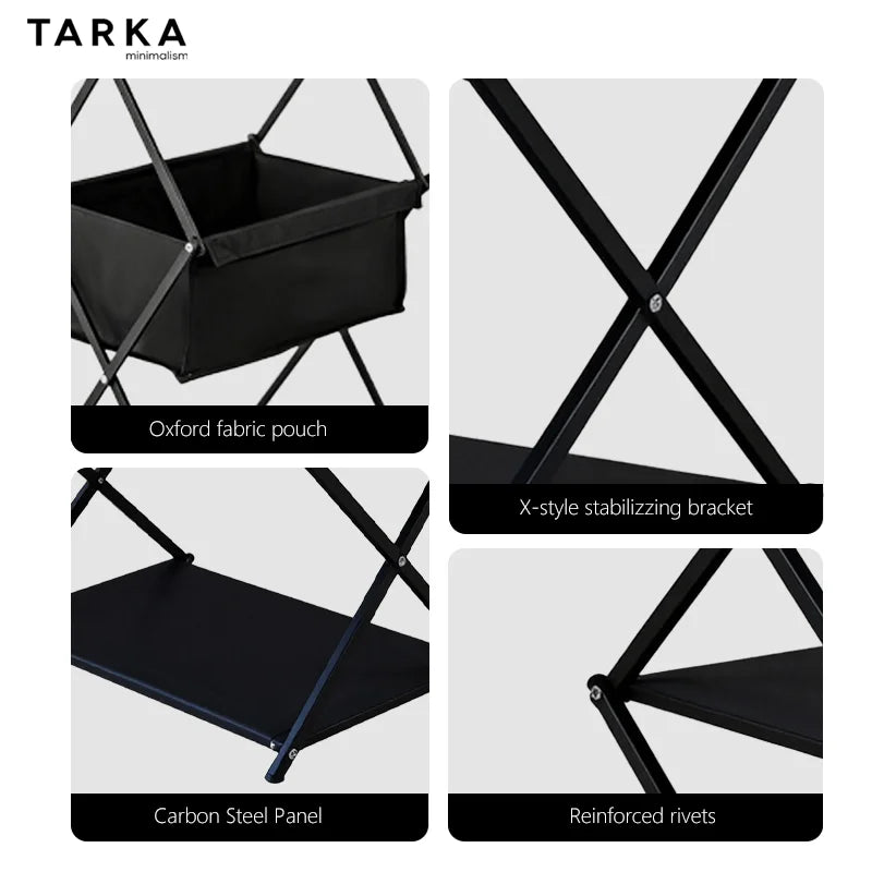 TARKA Camping New Storage Rack Three-Layer Shelf Folding Storage Rack For Outdoor Barbecue Storage Rack Multifunctional Shelf