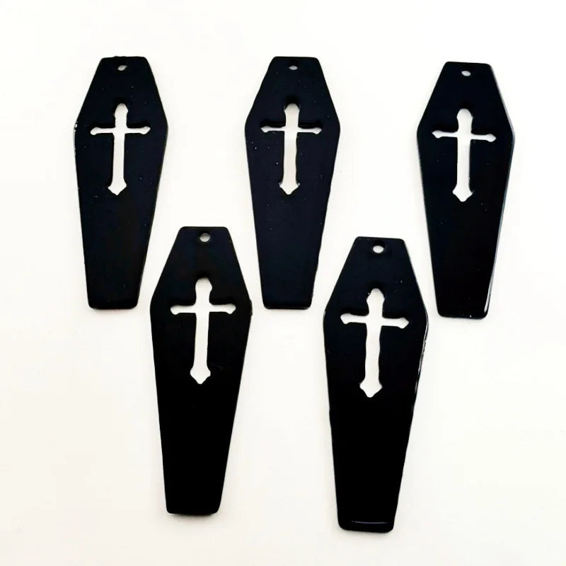 10pcs acrylic coffin cross pendant, DIY jewelry accessories, earrings, necklaces, keychains, jewelry making