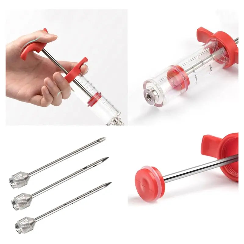 ABWP-Plastic For Smoking For BBQ Grill Turkey Injector Syringe Set, Marinade Injector Kit For Seasoning, Meat Injectors
