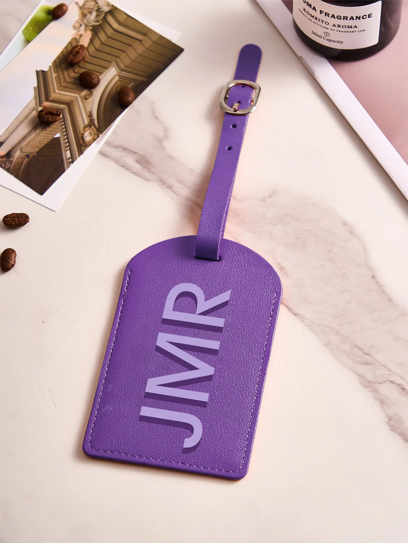 Personalized Initial Luggage Tag Custom Letter PU Leather Travel Bag Tag UV Printed Suitcase ID Label Travel Gift for Women Men