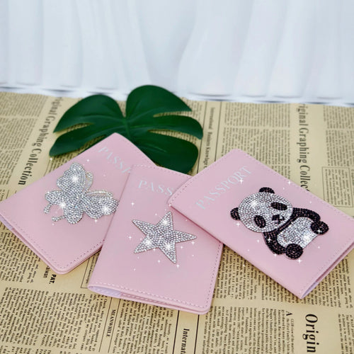 1 Piece Butterfly Star Rhinestones Passport Cover Case Holder Wallet Card Holder Fashion Travel Accessories for Women or Girls
