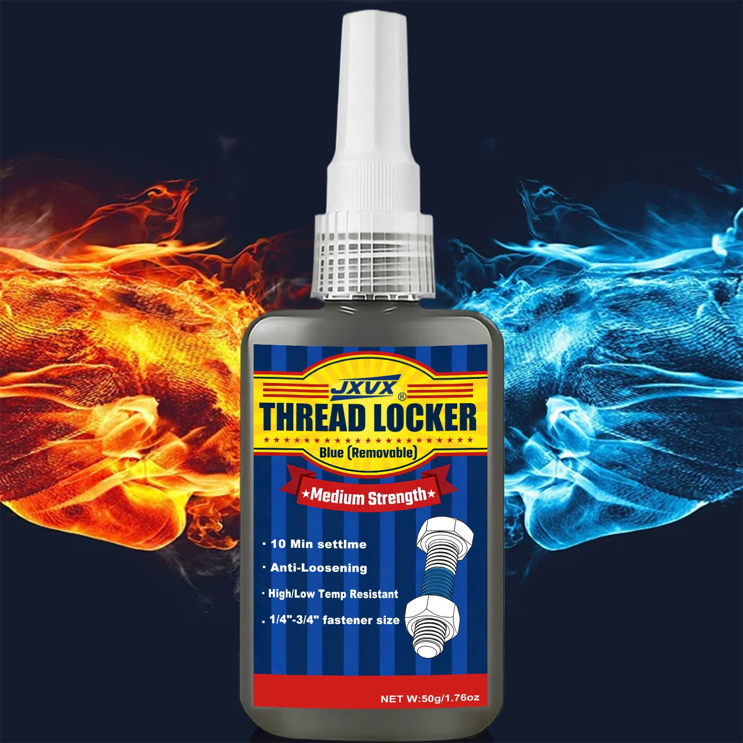 50ML 243 Blue Medium Strength Threadlockers,Universal Thread Adhesives,For All Metal Threaded Components,Removable Waterproof