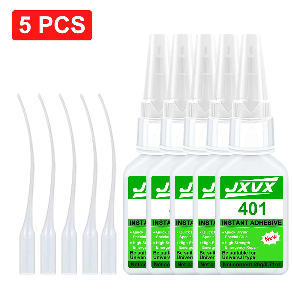 Jxvx Strong Transparent 401 Glue, Multi-Purpose Super Strong Adhesive Instant Glue Resin, Ceramic, Rubber, Shoes, Plastic Quick Repair Office Supplies Quick-Drying Waterproof Adhesive