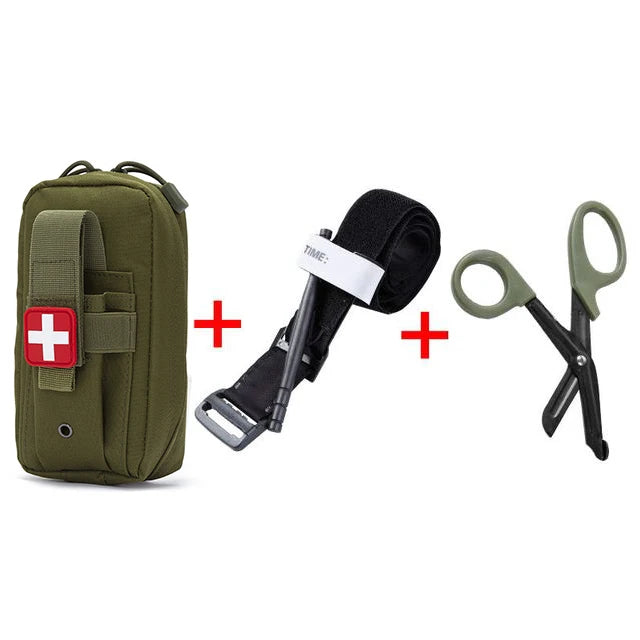 First Aid Kit Tourniquet Medical Rescue EDC Pouch Gauze Scissors Molle Survival Tool For  Camping Hiking
