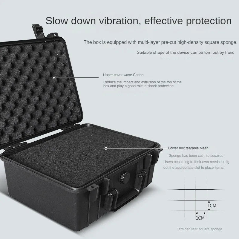 Thickened Plastic Hard Case Portable Equipment Hardware Toolbox Large-Capacity Instrument Storage Box With Sponge PP Suitcase