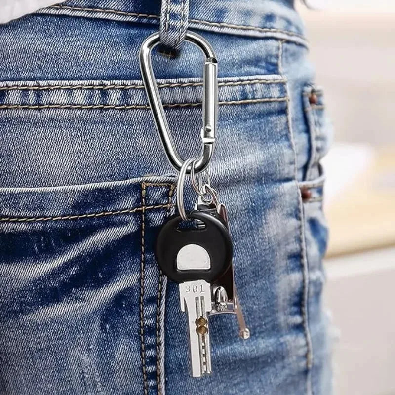 D Ring Carabiner Aluminum Alloy Keychain Clip for Water Bottle Bluetooth Headset Backpack Buckle Outdoor Camping Hiking 20/2pcs