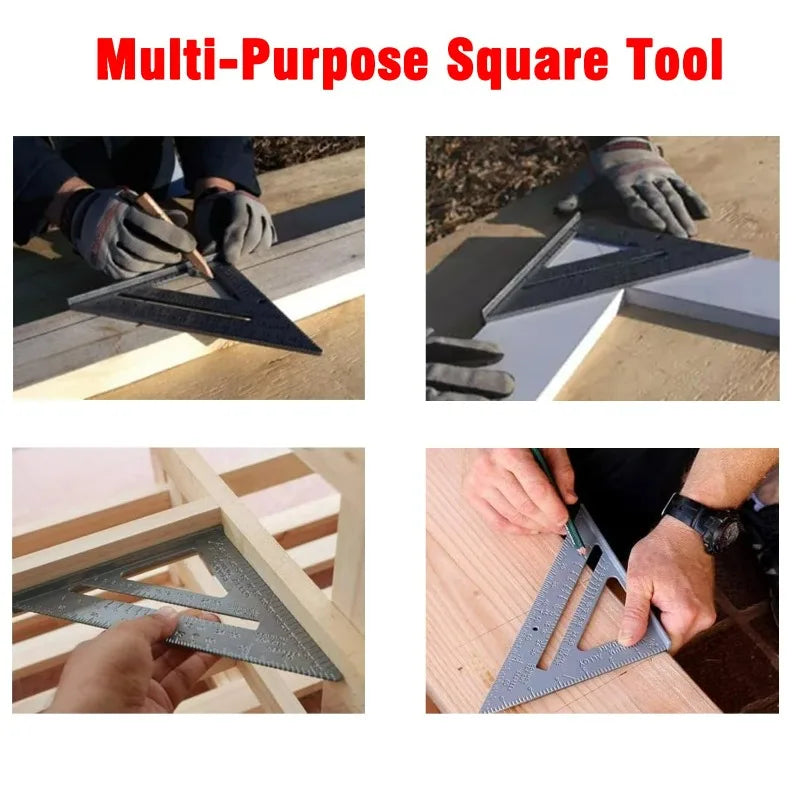 1pcs 7Inch Triangle Ruler Measurement Tool Aluminium Alloy Carpenter Tools Inch Metric Angle Ruler Square Woodworking Tools New