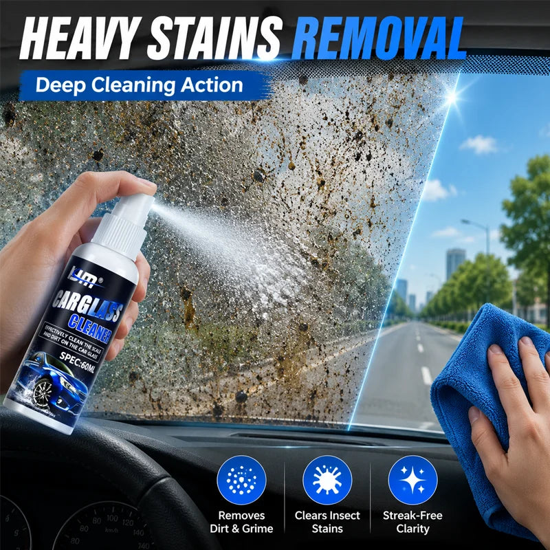 KJM Car Glass Cleaning Spray Windshield Heavy Stain Bug Scale Remover Deep Clean Foam Cleaner For Auto Rearview Mirror Window
