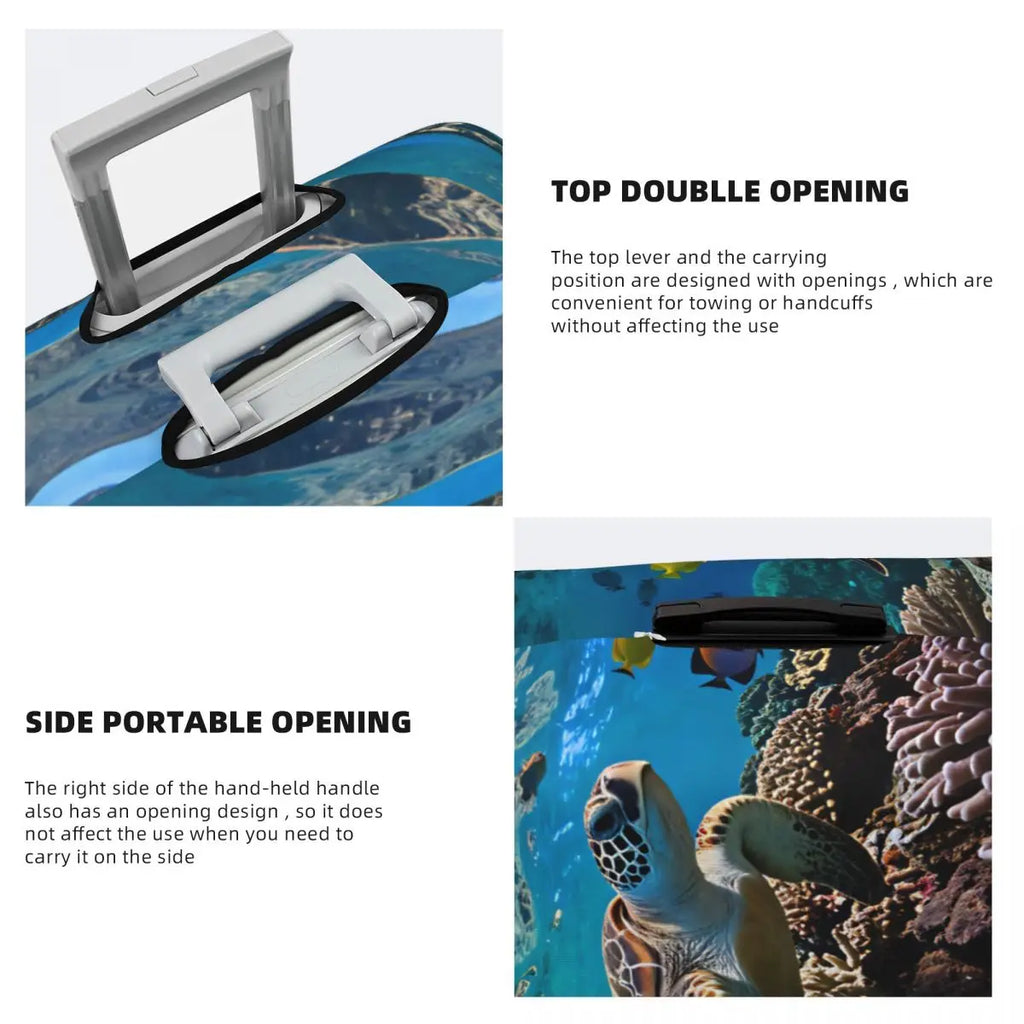 Funny Reflection Coral Reef Sea Turtle Fish Print Luggage Cover Protector Dust Proof Travel Suitcase Covers