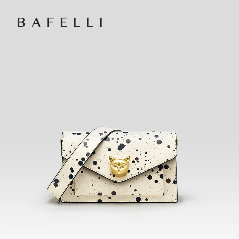 BAFELLI 2026 WOMEN'S BAG FASHION TREND LUXURY BRAND LEATHER FLAP CROSSBODY PURSE CAT SUMMER STYLE ORIGINAL DESIGNER HANDBAGS