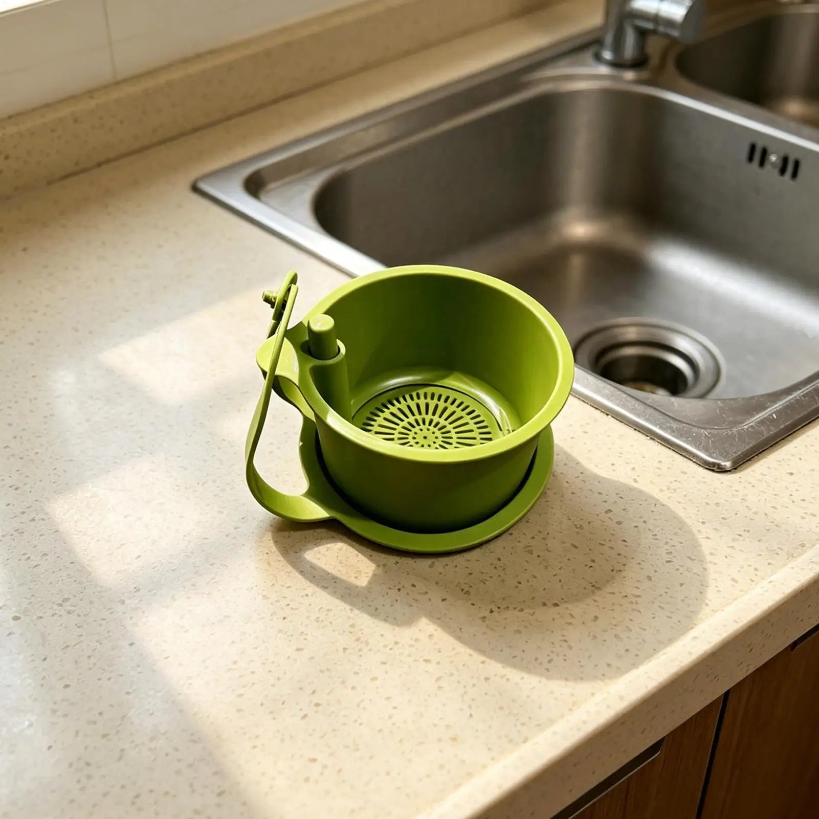Food Strainer for Sink Adjustable Garbage Colander with Push-to-pour Design Kitchen Food Waste Catcher for Pasta Soup Stain Hair