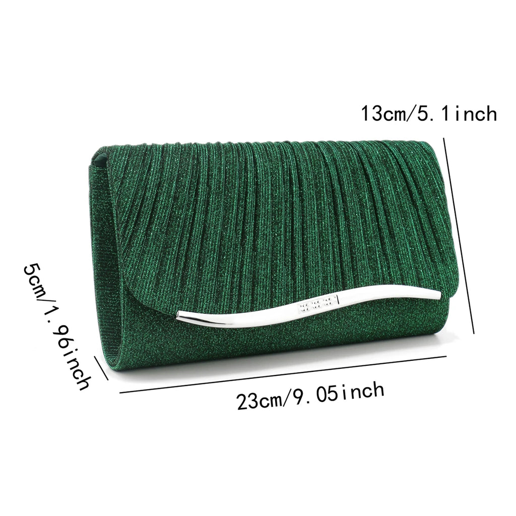 Purple Color New Color Ruched Women Evening Bags Glitter Fashion Envelope Design Cover Handbags With Shoulder Purse Clutch Purse