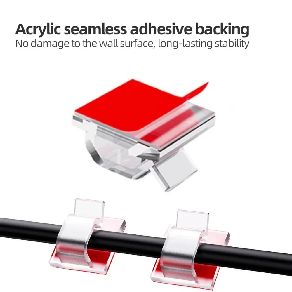 50Pcs Cable Clip Self-Adhesive Cable Organizer Wire Protector Holder For Mouse Headset Wire Storage Desktop Tidy Management Clip