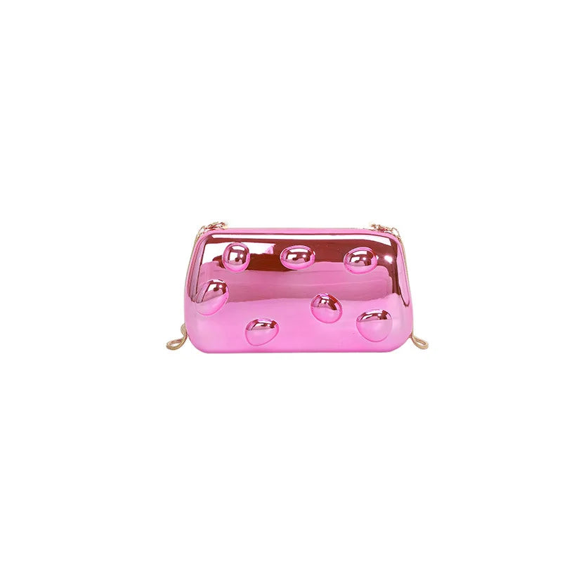 Personalized acrylic egg box bag 2026 new fashion glossy dinner bag women's beaded handbag