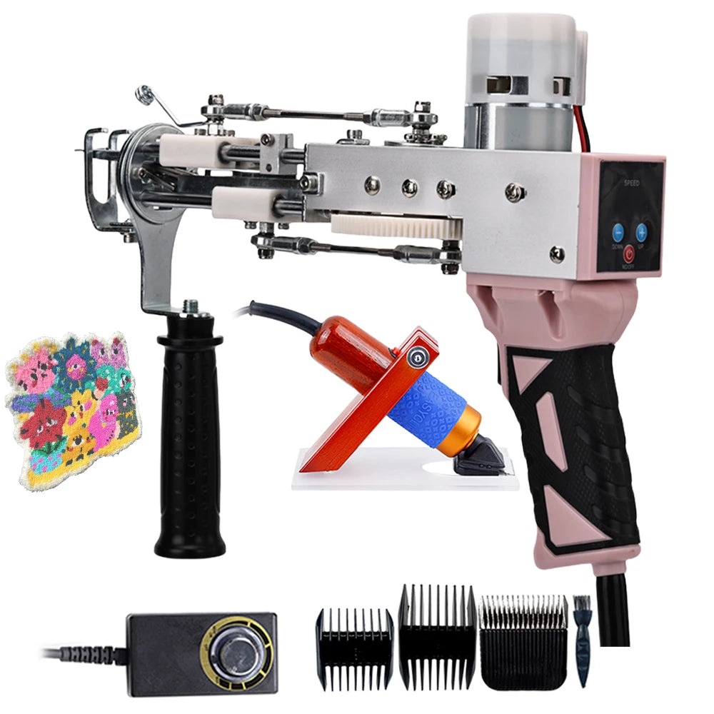 Tufting Gun 2 in 1 Set Electric Carpet Tufting Gun Electric Carpet Tapis Knitting Tufting Pistol Weaving Flocking Rug Machine