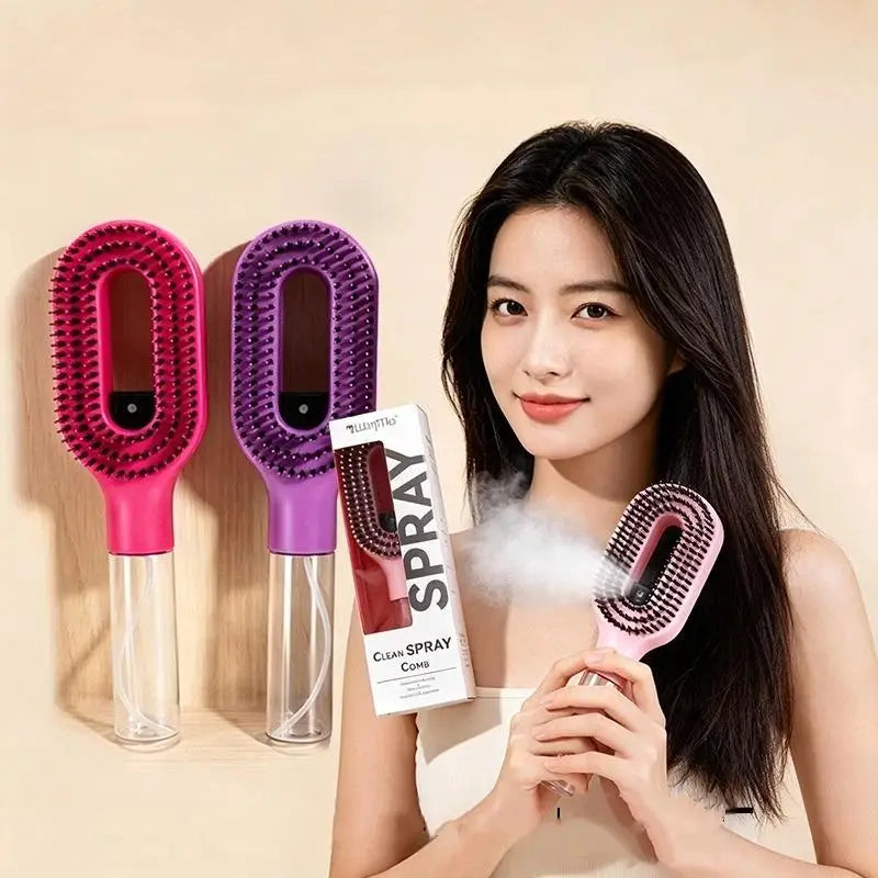 1Pcs Spray Hair Brush Refillable Liquid Water Spray Paddle Comb Anti Static Soft Bristle Hair Styling Massage Comb For Home