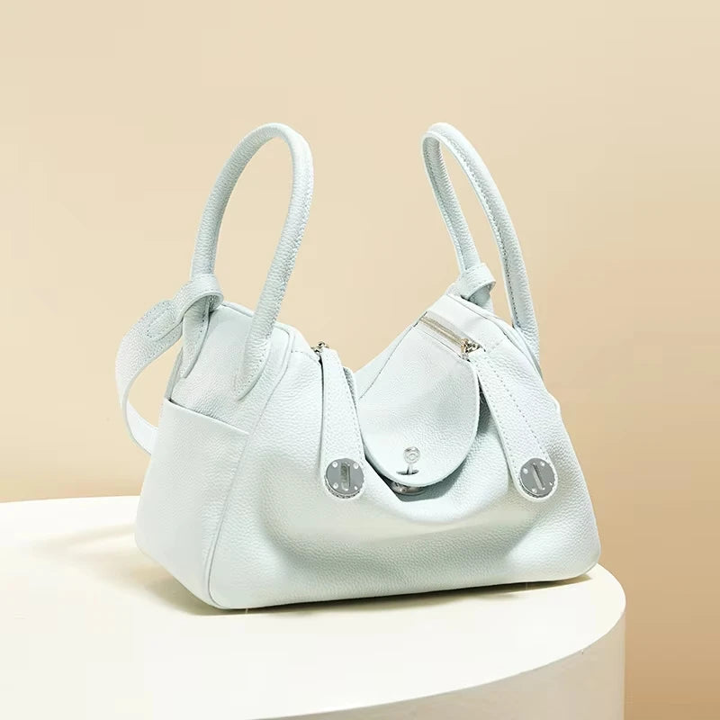Women's Handbag 2026 New Style Top Layer Cowhide Leather Lundy Mini Doctor Bag Genuine Leather Handbag Single Shoulder Crossb