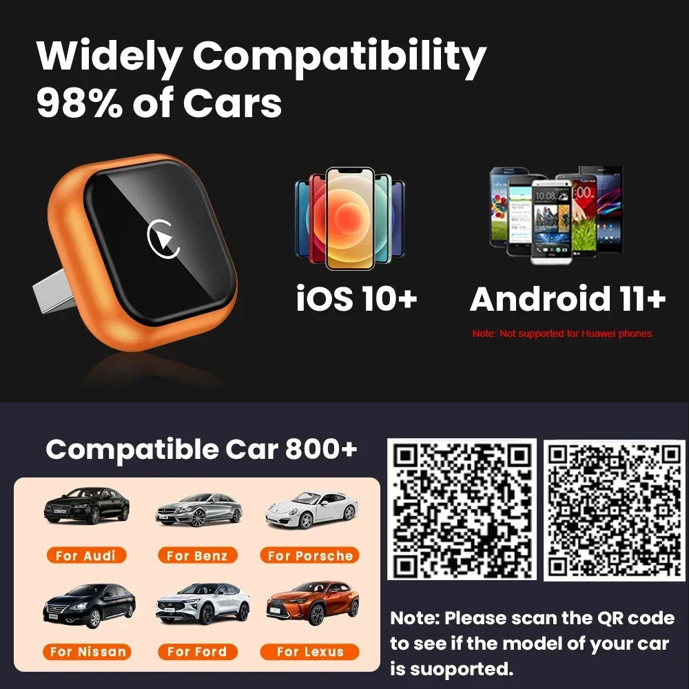 2In1 Wireless CarPlay Android Auto Adapter USB Dongle Smart Mini Box Plug And Play 5G WIFI Bluetooth For 98% Wired Carplay Cars