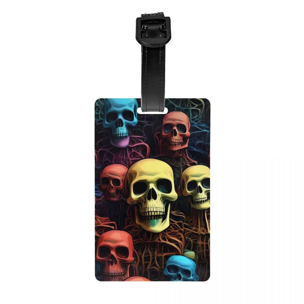 Custom Evil Hands Skull Luggage Tag Privacy Protection Halloween Gothic Skeleton Baggage Tags Travel Bag Labels Suitcase