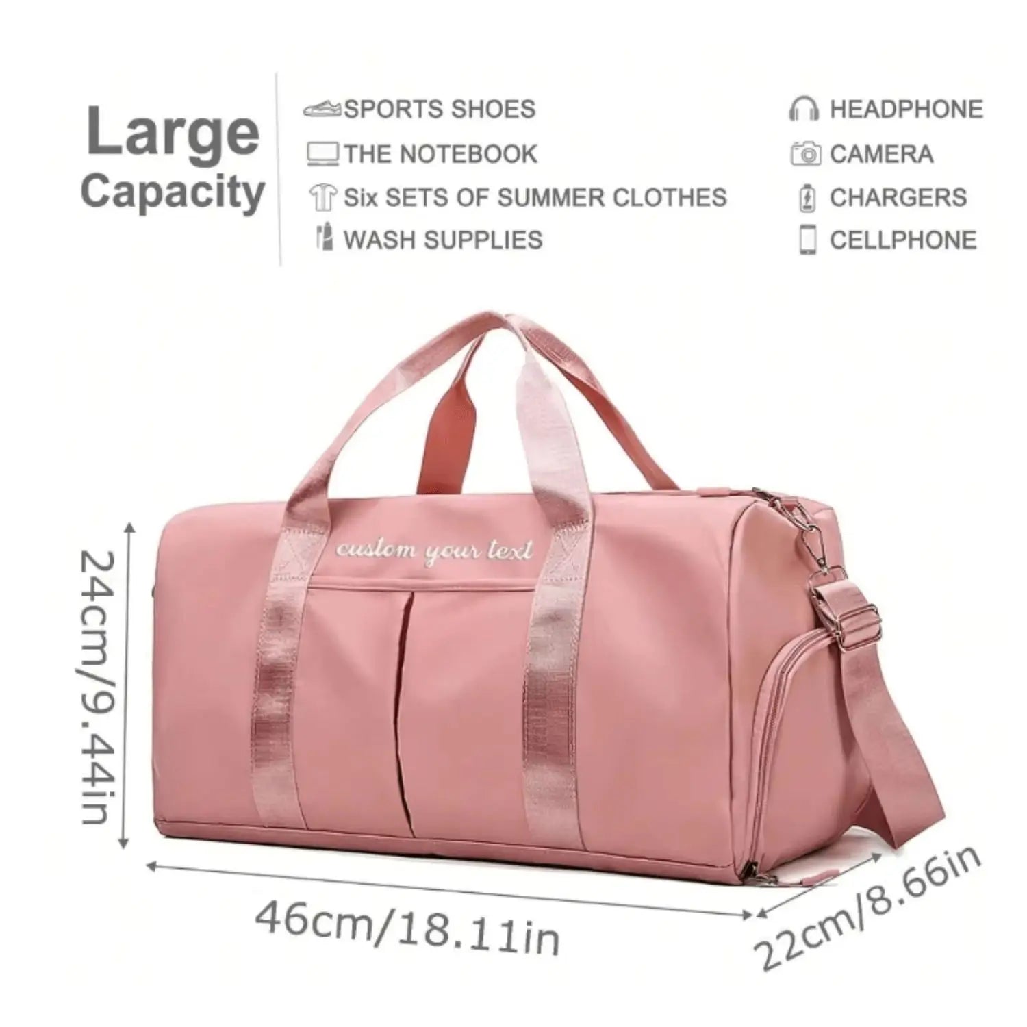 Personalized Name Duffel Bag, Mothers Day Gifts, Cute Overnight Bag for Her, Custom Weekender Bag, Travel Bag, Initial Gym Bag