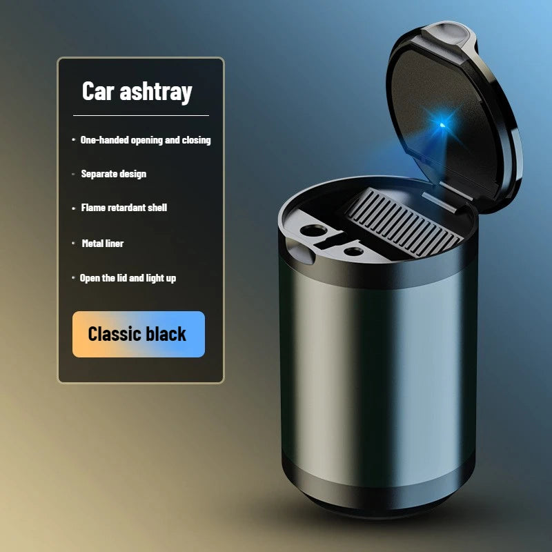 2025 New Portable Car LED Ashtray Universal Auto Ashtray Cigarette Ash Holders Cup Car Interior Decor Smokeless Auto Holder Box