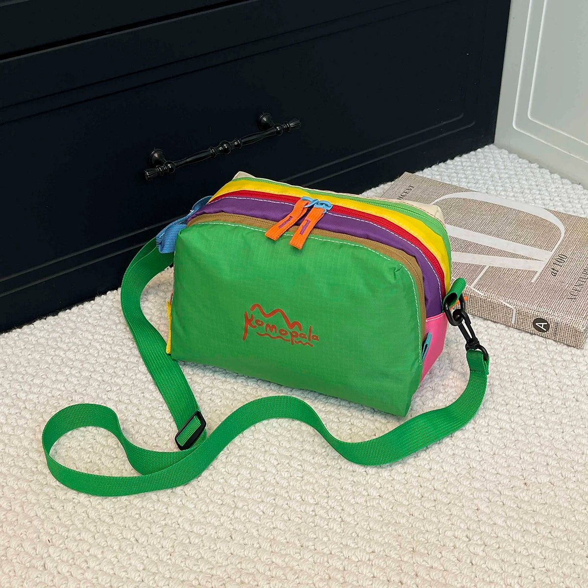 Trendy Personality Dopamine Rainbow Color Diagonal Cross Bag Large Capacity Outdoor Convenient Handheld Travel Makeup Bag