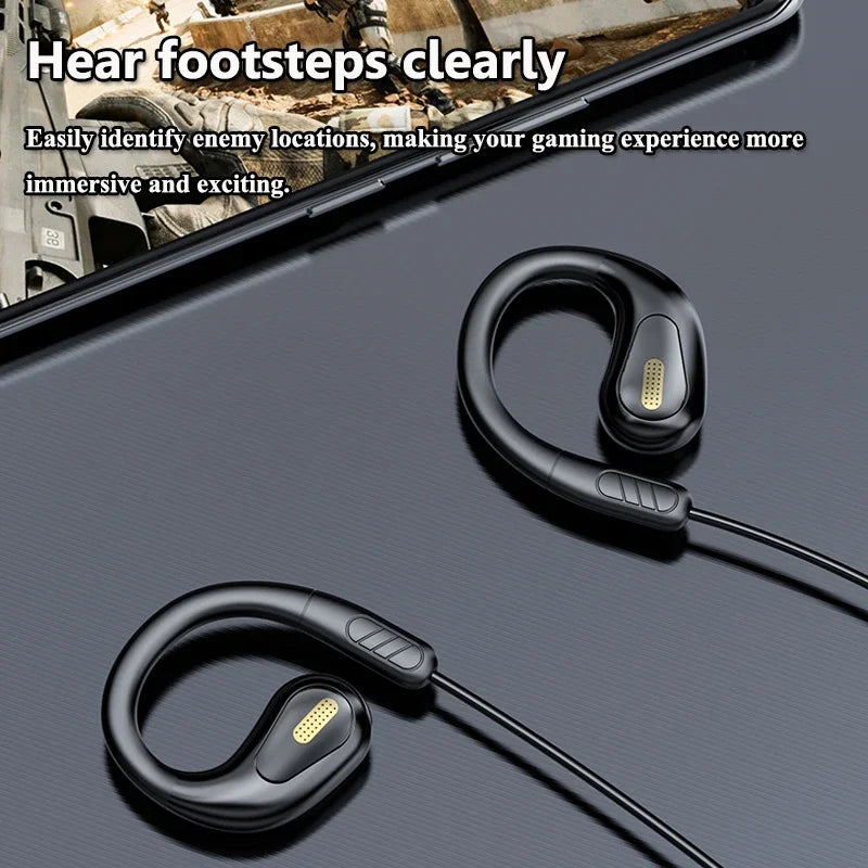 Wired Open Ear Sports Gaming Headset 3.5mm Type-C Not-in Ear Headphones Hifi Sound Music Earphone with ENC MIC for Clear Calls