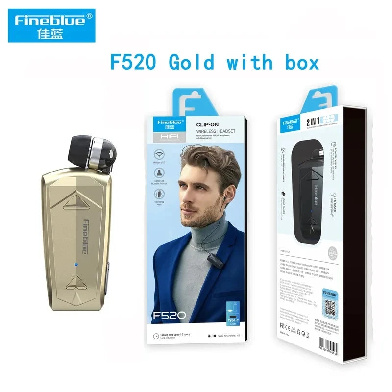 Fineblue F520 Mini Wireless Earphone Bluetooth 5.3 Retractable Headset in Lotus One Ear Calls Remind Vibration Sport Headphone