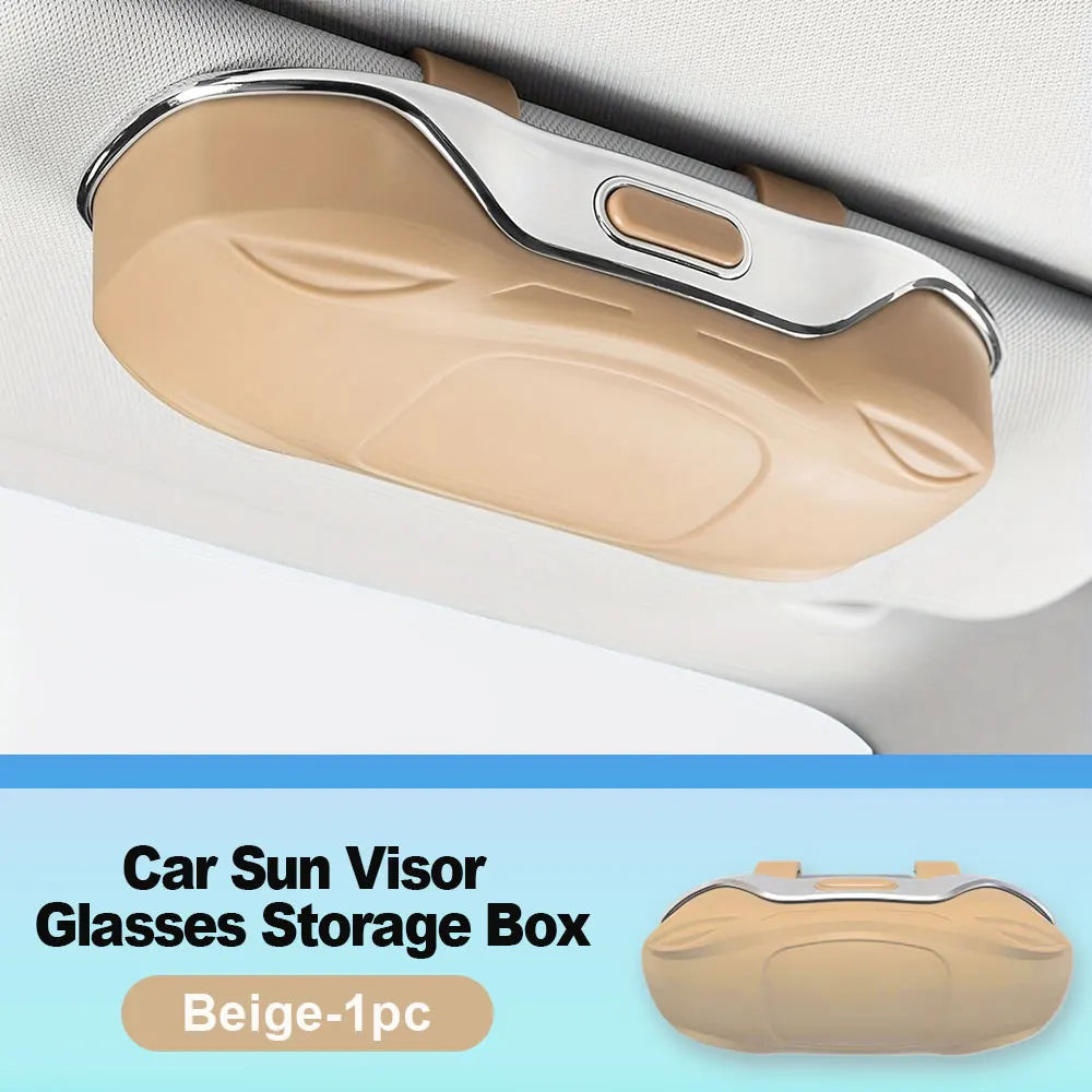 Car Glasses Case Sunglasses Storage Box Car Visor Glasses Case Premium ABS Flocking Inner Anti-Scratch Eyeglasses Protection Box