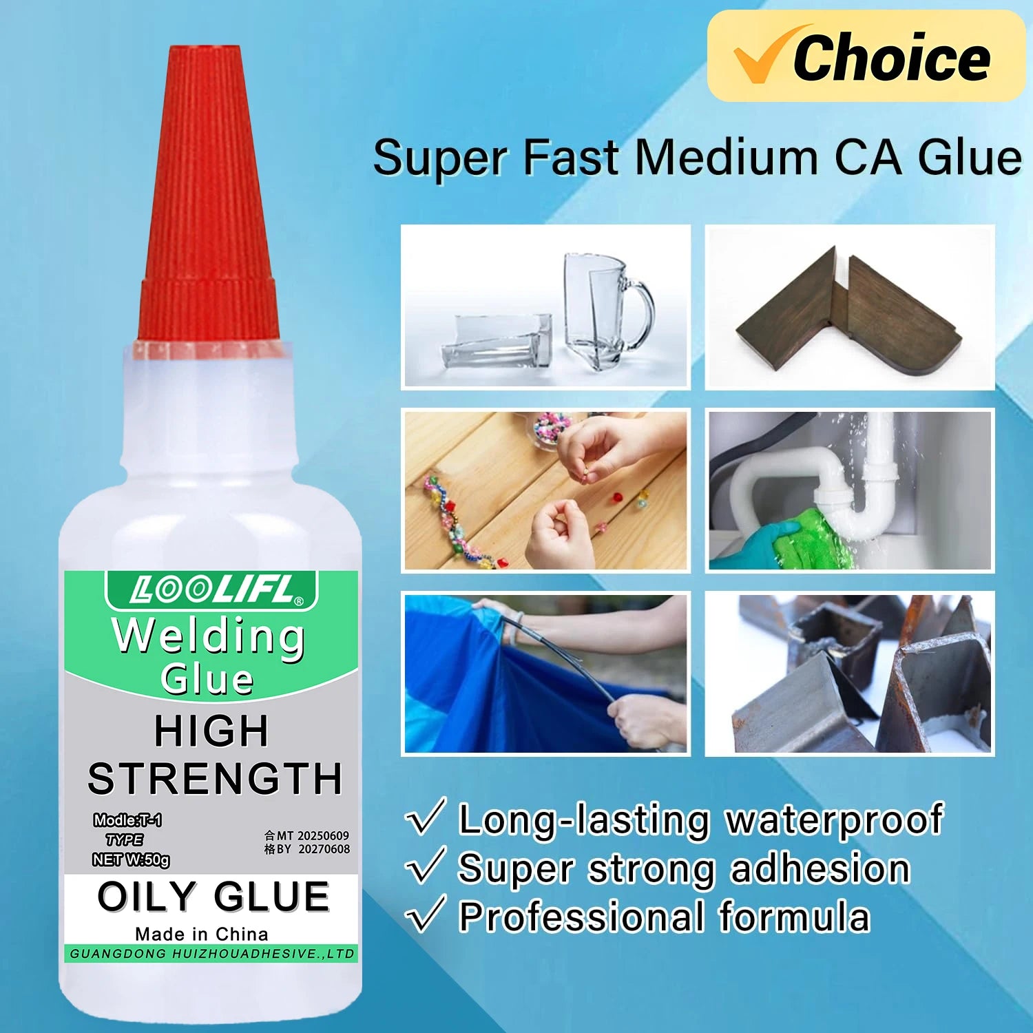 LOOLIFL 50g High Strength Oil-based Glue for Welding, Oil-based Super Glue, High Quality CA Glue - Universal Instant Adhesive for Resin Ceramics Metal Glass Wood, Complimentary Precision Dispenser.