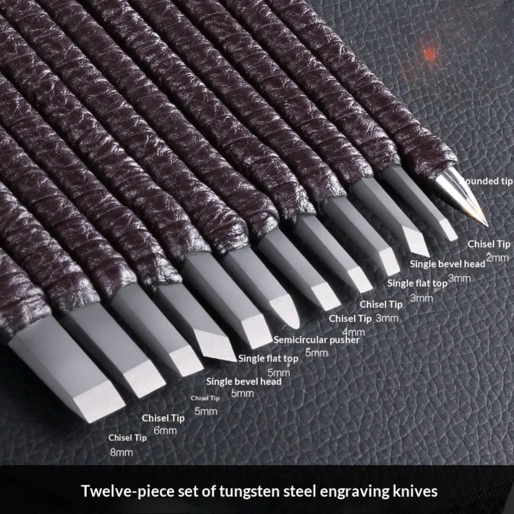 Professional 3/8/10Pcs Tungsten Steel Stone Carving Hand Tools Set Stone Carving Chisel Set Woodworking Carving Tool