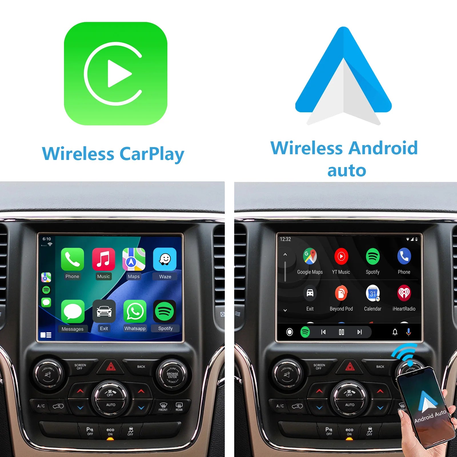 2026 New&Easy Installation Module, CarPlay & Android Auto for Jeep Cherokee/Grand Cherokee, Dodge Ram/Charger/Challenger/Durang
