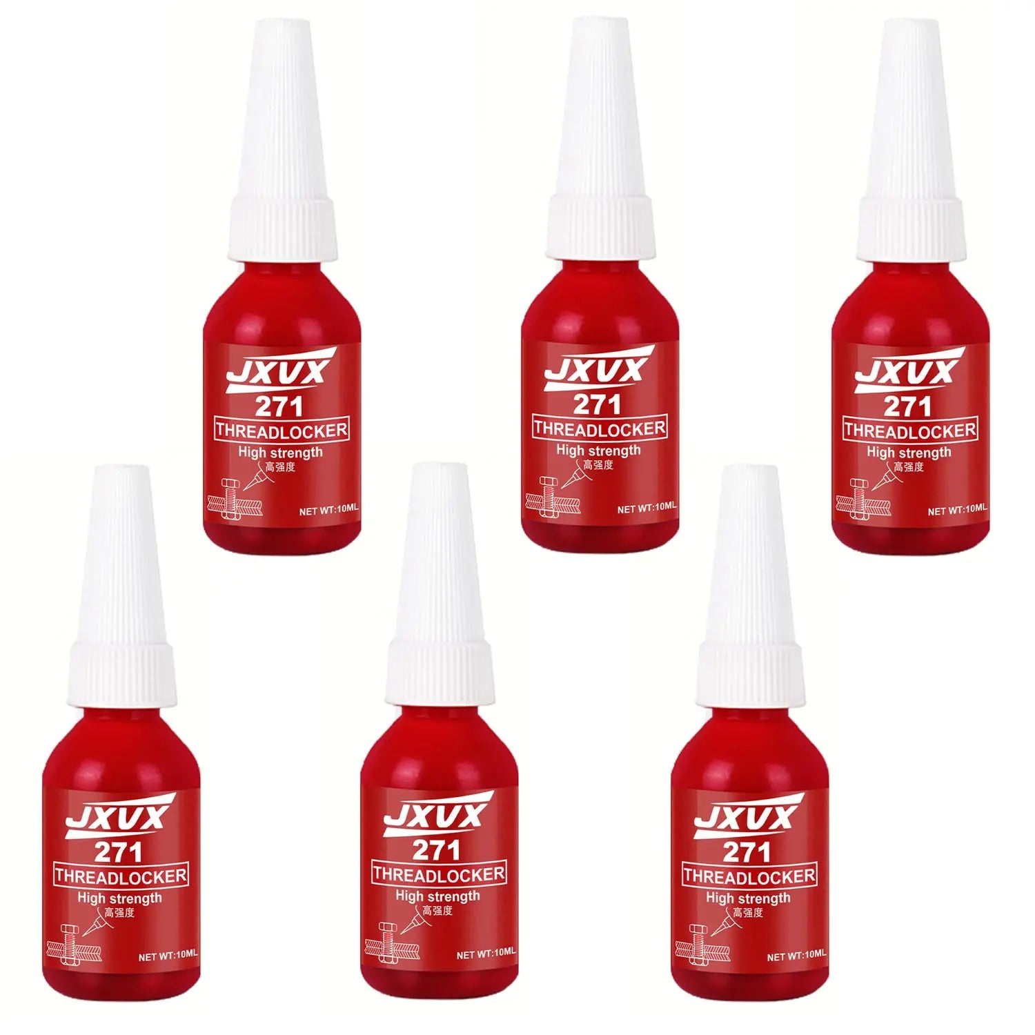 JXVX 271 Threadlocker High Strength Red Thread Locking Agent Sealant 50ml Anaerobic Glues Anti Loose Screw Glues Fastening Quickly Cured Threadlocker Adhesive for Screw 1-10pcs.