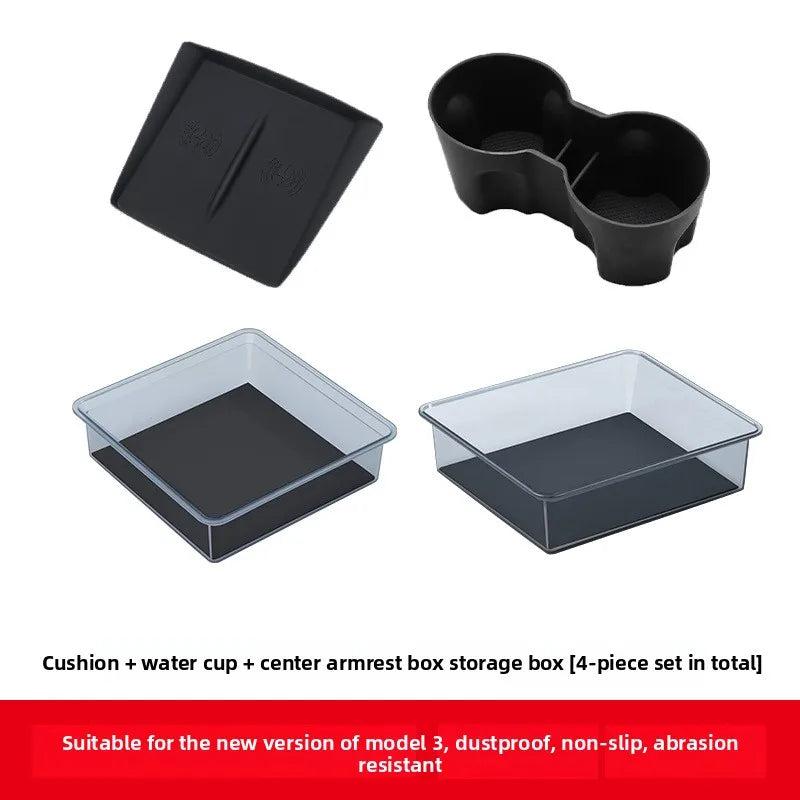 For Tesla Model Y / New Model 3 Highland Center Console Armrest Hidden Storage Box ABS Organizer Tray Accessories
