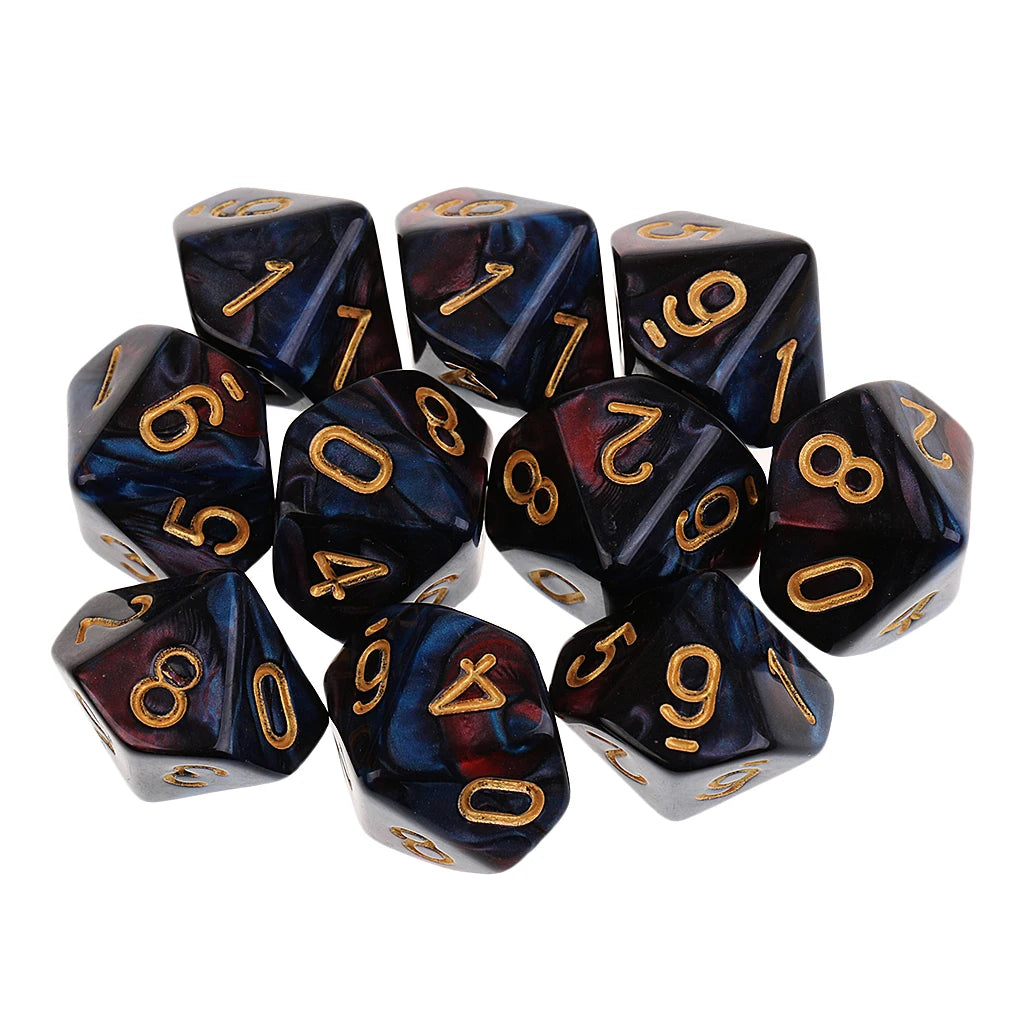 MagiDeal 10pcs 10 Sided Dice D10 Polyhedral Dice for Table Games for Pub Club Games Supplies Dungeons and Dragons Table Games