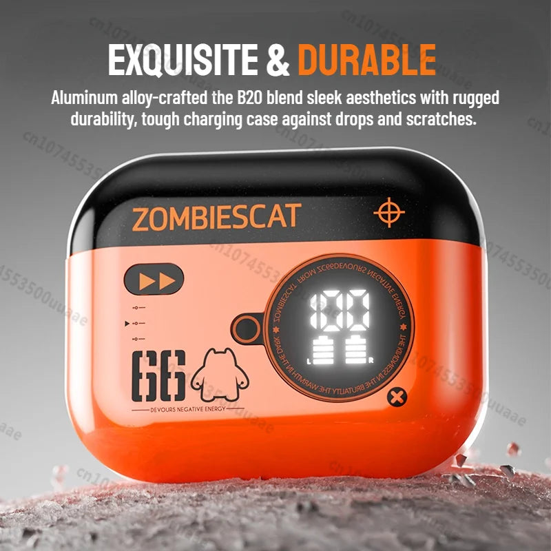 Zombies Cat B20 Alloy ANC Bluetooth 6.0 Earbuds -45dB Active Noise Cancellation Headphones Powerful Bass TWS Wireless Earphone