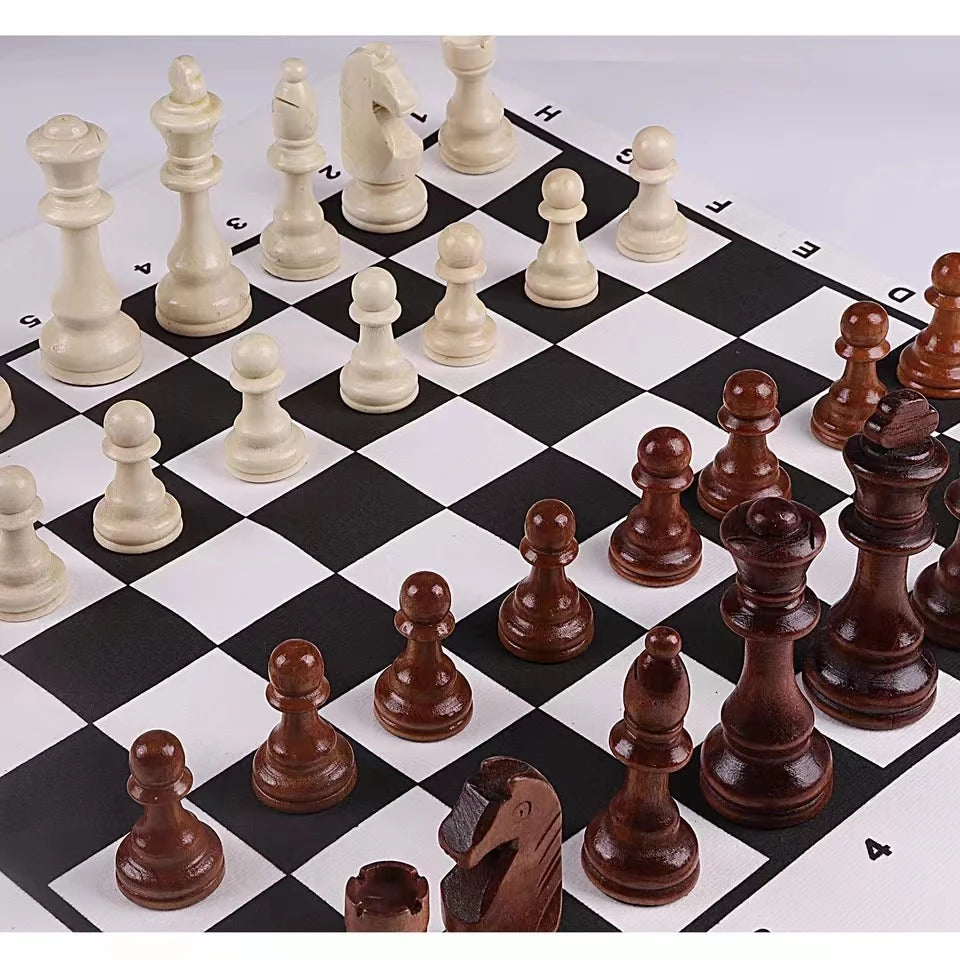 32 Pieces Wooden Chess King Height 110mm Game Set Chessmen Chess Leathe Board Competitions Set Kid Adult Chess Gift