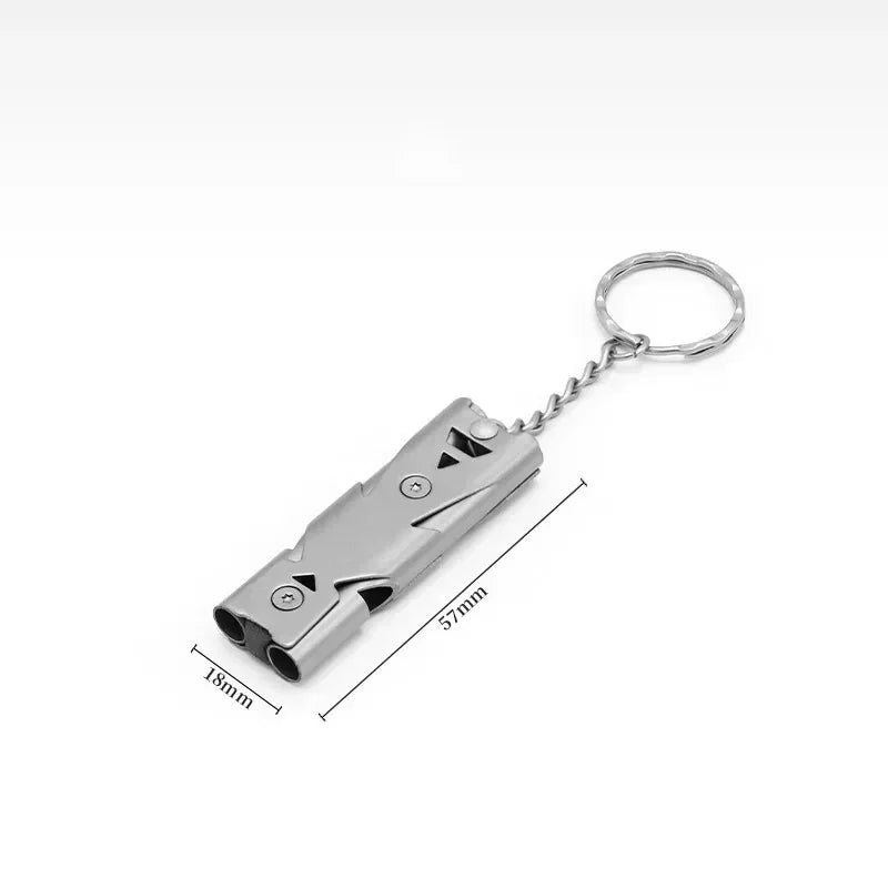 150DB Double Tube High-frequency High Survival Whistle Decibel Outdoor Steel Metal Rescue Survie Accessories Hiking Tool Travel