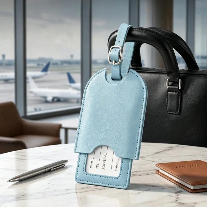 1PC PU Leather Luggage Tag Women Men Fashion Travel Accessories Suitcase Tags Name ID Address Lable Bag Tags for Luggage