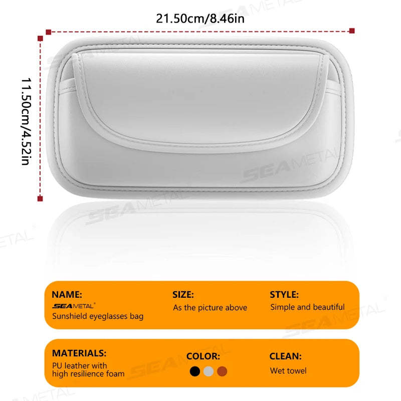 SEAMETAL Car Visor Glasses Case Leatherette Large-Capacity Sunglasses Holder Sun Visor Eyeglasses Protection Box Scratch-Free